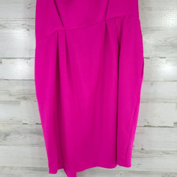 BCBGeneration ONE SHOULDER HOT PINK COCKTAIL DRESS WOMEN'S SIZE 12 LINED *FLAW* - Picture 7 of 16